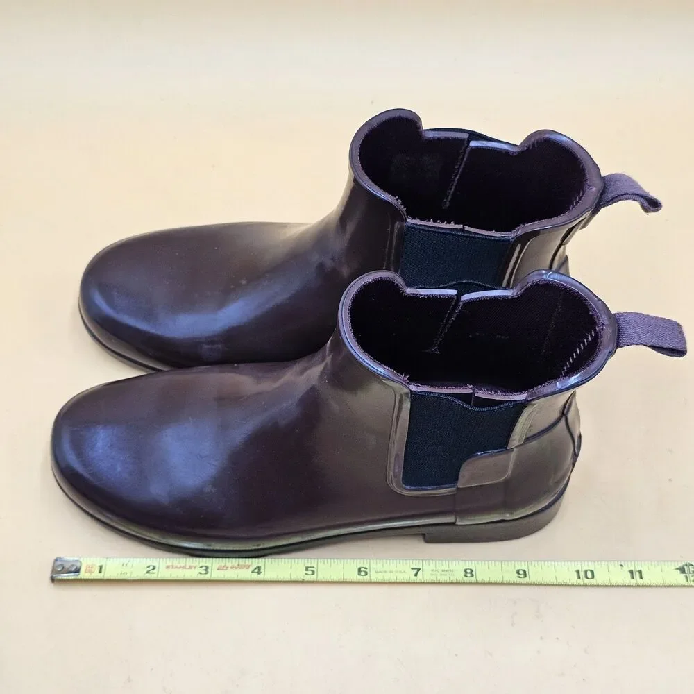 Hunter Original Chelsea Rain Boots Gloss Burgundy Maroon Women's Size 6